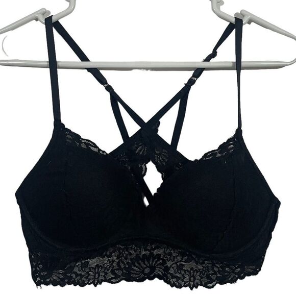 Victoria’s Secret PINK Black Lace Push Up Bralette - Picture 1 of 3